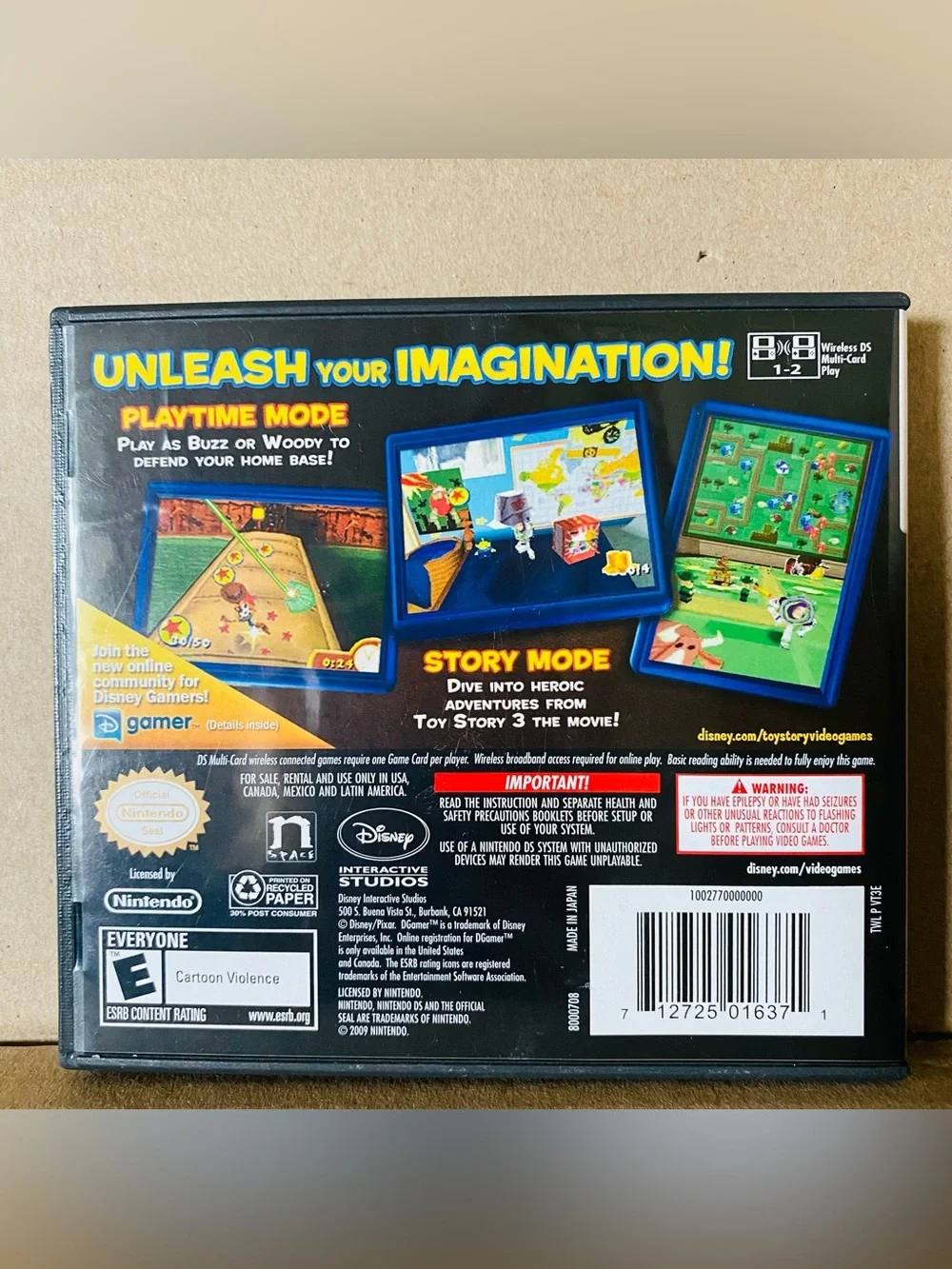 Nintendo Toy Story 3 Video Game EUC includes box, game, pamphlet